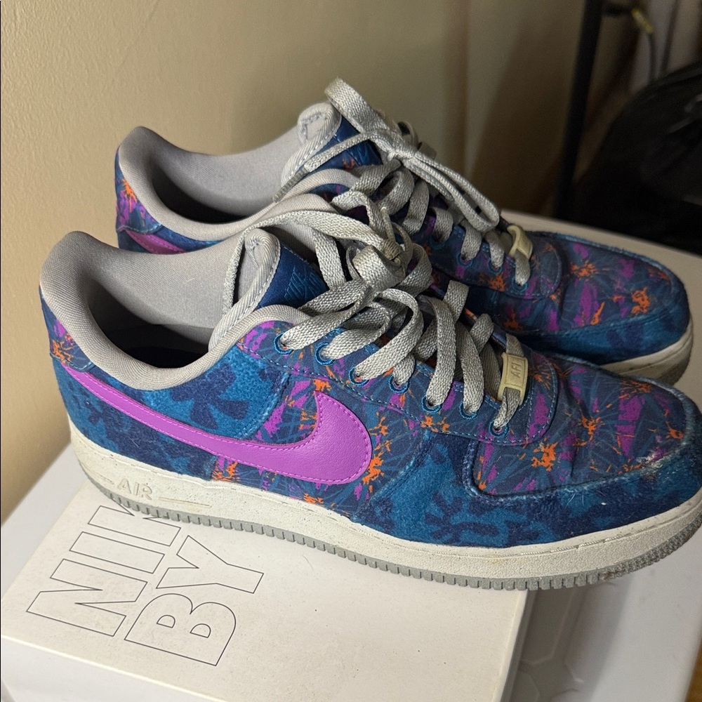 Nike Custom Air Force 1 Low Blue and Purple Patterned Sneakers custom by you